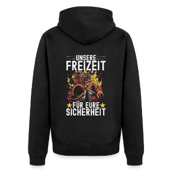 Feuerwehr Feuerwehrmann - Unisex Premium Bio Zip Hoodie - Schwarz - Hinten - Nico (187cm)