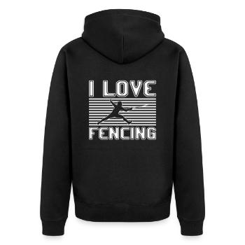 I love fencing - Unisex Premium Bio Zip Hoodie - Schwarz - Hinten - Nico (187cm)