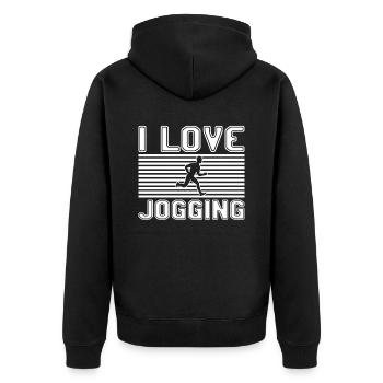 J’adore faire du jogging - Veste à capuche bio Premium Unisexe - noir - Dos - Nico (187cm)