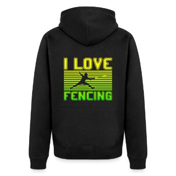 I love fencing - Unisex Premium Bio Zip Hoodie - Schwarz - Hinten - Nico (187cm)