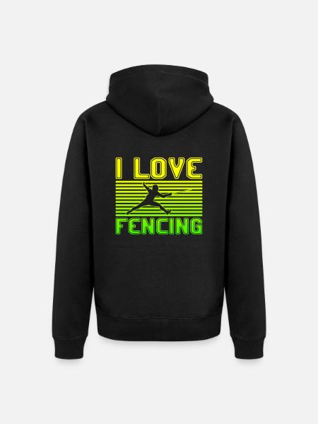 I love fencing - Unisex Premium Bio Zip Hoodie - Schwarz