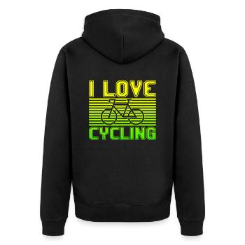 I love cycling - Unisex Premium Organic Zip Hoodie - black - Back - Nico (187cm)