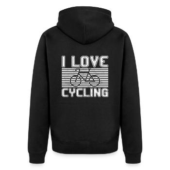 I love cycling - Unisex Premium Organic Zip Hoodie - black - Back - Nico (187cm)