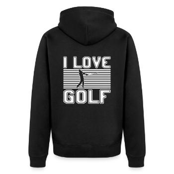 I love golf - Unisex Premium Organic Zip Hoodie - black - Back - Nico (187cm)
