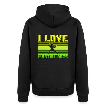 I love martial arts - Unisex Premium Bio Zip Hoodie - Schwarz - Hinten - Nico (187cm)