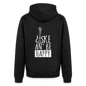 Uke An Be Happy Ukulele Gitarre Musik - Unisex Premium Bio Zip Hoodie - Schwarz - Hinten - Nico (187cm)