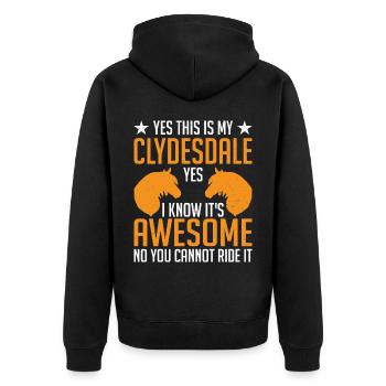 Clydesdale Cold Blood Horse Scotland Horse - Unisex Premium Organic Zip Hoodie - black - Back - Nico (187cm)