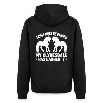 Clydesdale Cold Blood Horse Scotland Horse - Unisex Premium Organic Zip Hoodie - black - Back - Nico (187cm)