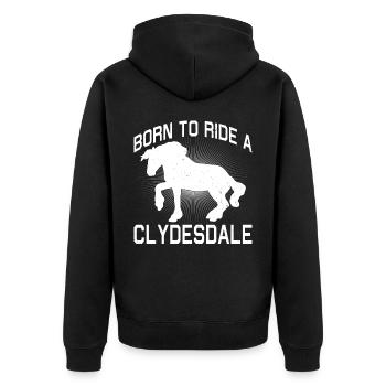 Clydesdale Cold Blood Horse Scotland Horse - Unisex Premium Organic Zip Hoodie - black - Back - Nico (187cm)