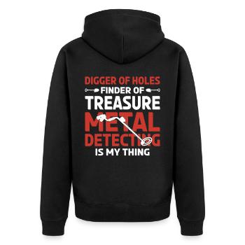 Dirt Fishing Probe Detector Sondler - Unisex Premium Organic Zip Hoodie - black - Back - Nico (187cm)