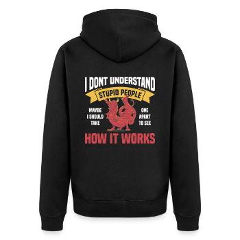 Drache Drachen Design Fabelwesen Phantasie - Unisex Premium Bio Zip Hoodie - Schwarz - Hinten - Nico (187cm)