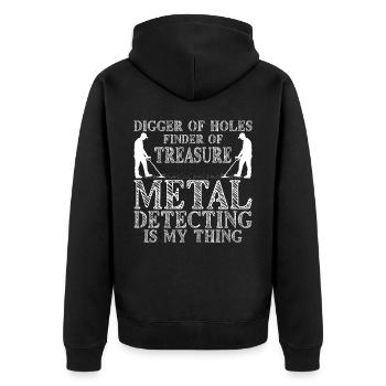 Dirt Fishing Probe Detector Sondler - Unisex Premium Organic Zip Hoodie - black - Back - Nico (187cm)