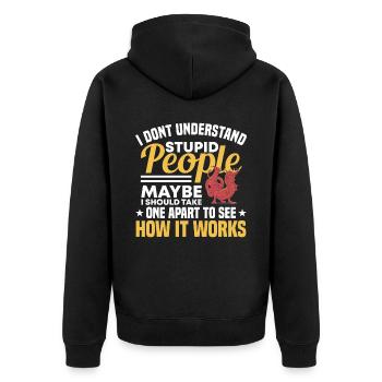 Drache Drachen Design Fabelwesen Phantasie - Unisex Premium Bio Zip Hoodie - Schwarz - Hinten - Nico (187cm)