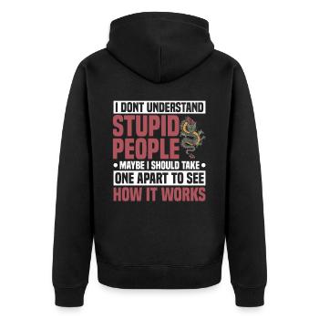 Drache Drachen Design Fabelwesen Phantasie - Unisex Premium Bio Zip Hoodie - Schwarz - Hinten - Nico (187cm)