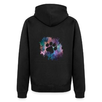 Paw Print Galaxy Dogs Dog Lovers Gassi - Unisex Premium Organic Zip Hoodie - black - Back - Nico (187cm)