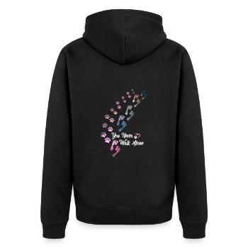 You Never Walk Alone Hunde Hundeliebhaber Gassi - Unisex Premium Bio Zip Hoodie - Schwarz - Hinten - Nico (187cm)