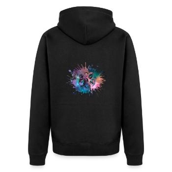 Paw Print Galaxy Dogs Dog Lovers Gassi - Unisex Premium Organic Zip Hoodie - black - Back - Nico (187cm)