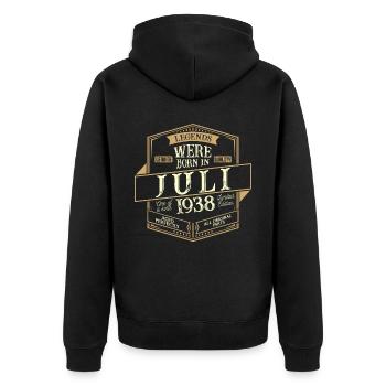 Juillet 1938 Anniversaire homme - Veste à capuche bio Premium Unisexe - noir - Dos - Nico (187cm)