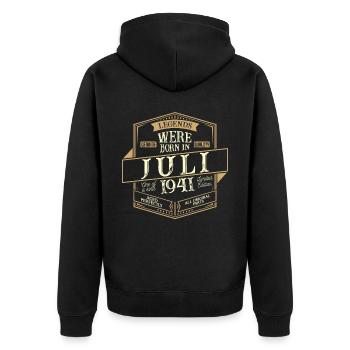 Juillet 1941 Anniversaire homme - Veste à capuche bio Premium Unisexe - noir - Dos - Nico (187cm)