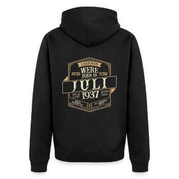 Juli 1937 Geburtstag Mann - Unisex Premium Bio Zip Hoodie - Schwarz - Hinten - Nico (187cm)
