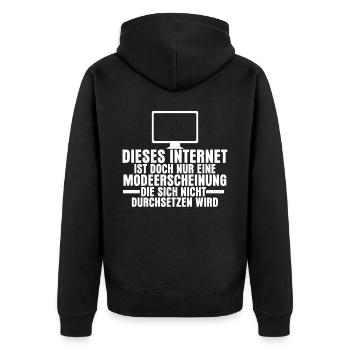 Informatik Vintage Nerd Internet Admin - Unisex Premium Bio Zip Hoodie - Schwarz - Hinten - Nico (187cm)
