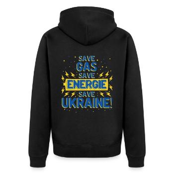 Sauver le drapeau ukrainien de l’Ukraine - Veste à capuche bio Premium Unisexe - noir - Dos - Nico (187cm)