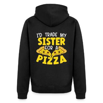 Ich würde meine Schwester gegen Pizza Eater Italian Dish eintauschen - Unisex Premium Bio Zip Hoodie - Schwarz - Hinten - Nico (187cm)