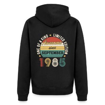 Génial depuis septembre 1985 Cadeau d’anniversaire - Veste à capuche bio Premium Unisexe - noir - Dos - Nico (187cm)