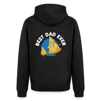 Best Dad Ever Pizza Eater Italian Dish Fathers Day - Unisex Premium Organic Zip Hoodie - black - Back - Nico (187cm)