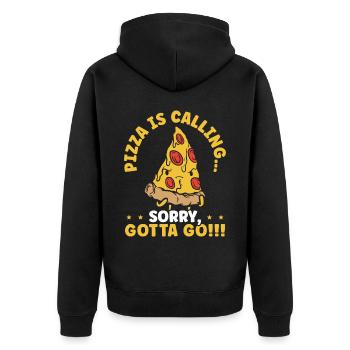 Pizza Is Calling Sorry I Gotta Go Italian Food - Unisex Premium Organic Zip Hoodie - black - Back - Nico (187cm)