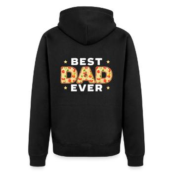Best Dad Ever Pizza Eater Italian Dish Fathers Day - Unisex Premium Organic Zip Hoodie - black - Back - Nico (187cm)