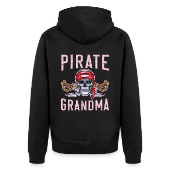 Pirate Grandma Grandmother Granny Pirate Lover - Unisex Premium Organic Zip Hoodie - black - Back - Nico (187cm)