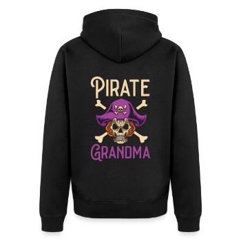 Pirate Grandma Grandmother Granny Pirate Lover - Unisex Premium Organic Zip Hoodie - black - Back - Nico (187cm)