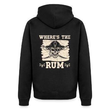 Where's The Rum Buccaneer Alcoholic Pirate Lover - Unisex Premium Organic Zip Hoodie - black - Back - Nico (187cm)