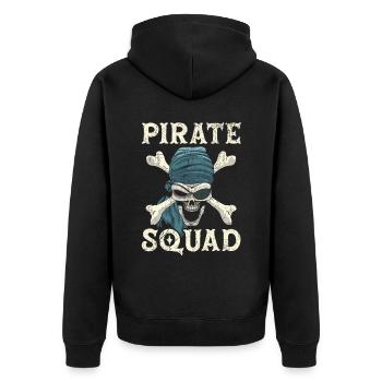 Pirate Squad Caribbean Buccaneer Pirate Lover - Unisex Premium Organic Zip Hoodie - black - Back - Nico (187cm)