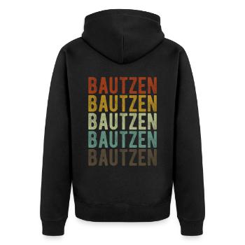 Bautzen Stadt Retro Vintage - Unisex Premium Bio Zip Hoodie - Schwarz - Hinten - Nico (187cm)