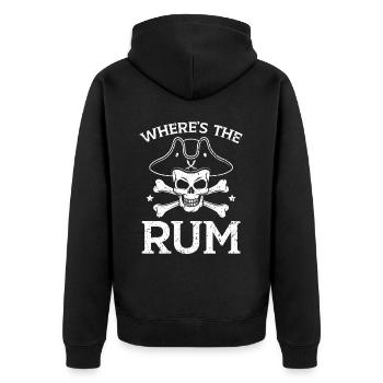 Where's The Rum Buccaneer Alcoholic Pirate Lover - Unisex Premium Organic Zip Hoodie - black - Back - Nico (187cm)