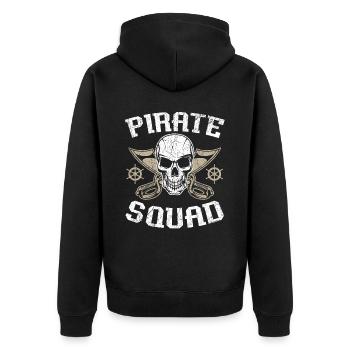 Pirate Squad Caribbean Buccaneer Pirate Lover - Unisex Premium Organic Zip Hoodie - black - Back - Nico (187cm)