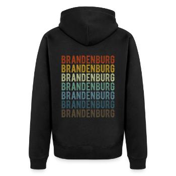 Brandenburg Stadt Retro Vintage - Unisex Premium Bio Zip Hoodie - Schwarz - Hinten - Nico (187cm)