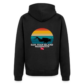 San Juan Island US Island Scuba Diving - Unisex Premium Organic Zip Hoodie - black - Back - Nico (187cm)