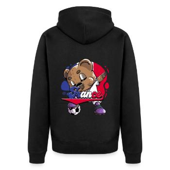 Frankreich Fußball - Unisex Premium Bio Zip Hoodie - Schwarz - Hinten - Nico (187cm)