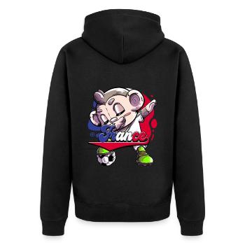 Frankreich Fußball - Unisex Premium Bio Zip Hoodie - Schwarz - Hinten - Nico (187cm)