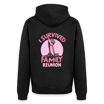 Ich Habe Ein Familientreffen Überlebt Familie Team - Unisex Premium Bio Zip Hoodie - Schwarz - Hinten - Nico (187cm)
