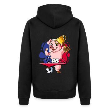 Frankreich Fußball - Unisex Premium Bio Zip Hoodie - Schwarz - Hinten - Nico (187cm)