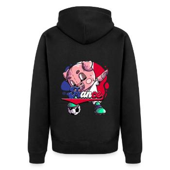 Frankreich Fußball - Unisex Premium Bio Zip Hoodie - Schwarz - Hinten - Nico (187cm)