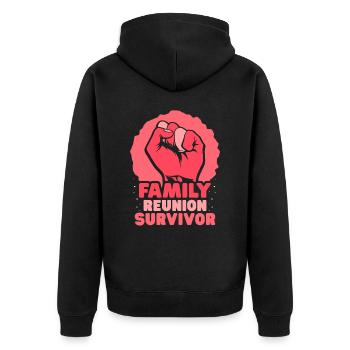 Überlebender Eines Familientreffens Familie Team - Unisex Premium Bio Zip Hoodie - Schwarz - Hinten - Nico (187cm)