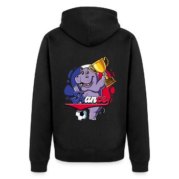 Frankreich Fußball - Unisex Premium Bio Zip Hoodie - Schwarz - Hinten - Nico (187cm)