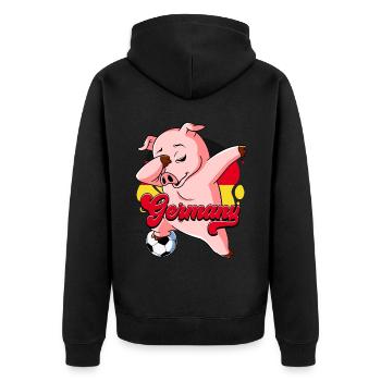 Germany Football - Unisex Premium Organic Zip Hoodie - black - Back - Nico (187cm)