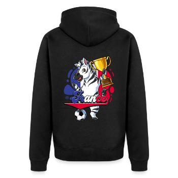 Frankreich Fußball - Unisex Premium Bio Zip Hoodie - Schwarz - Hinten - Nico (187cm)