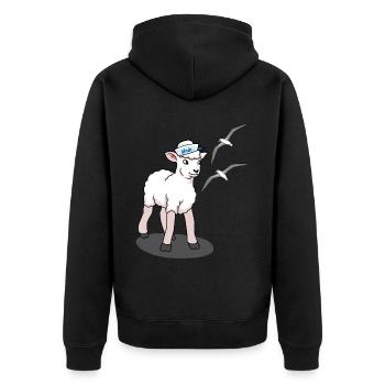 North Sea Baltic Sea Sheep Seagulls Coast Northern Germany - Unisex Premium Organic Zip Hoodie - black - Back - Nico (187cm)